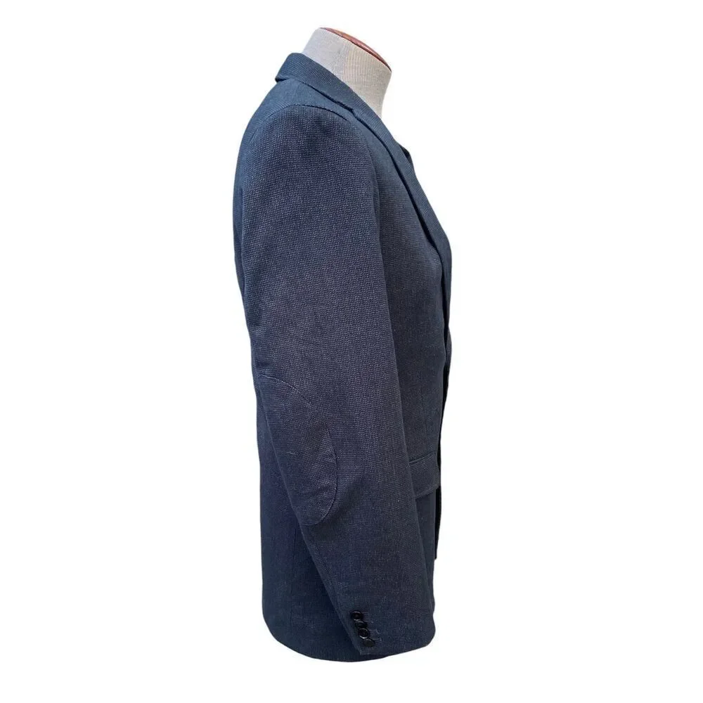 Banana Republic Men’s 2-Button Sports Coat Tailored Fit 38R Elbow Patches Blue